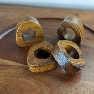 MCM Wooden Triangle Napkin Rings Set of Four